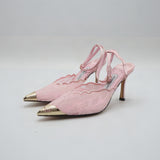 Jimmy Choo Style Lace Cap-Toe Slingback Heels – Women's Pink Party & Event Pumps