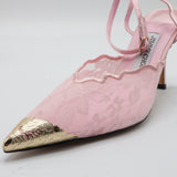 Jimmy Choo Style Lace Cap-Toe Slingback Heels – Women's Pink Party & Event Pumps