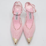 Jimmy Choo Style Lace Cap-Toe Slingback Heels – Women's Pink Party & Event Pumps
