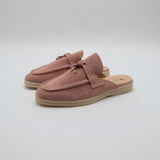 Suede Charm Moccasin Flat Mules – Women's Dusty Rose Slip-On Loafers