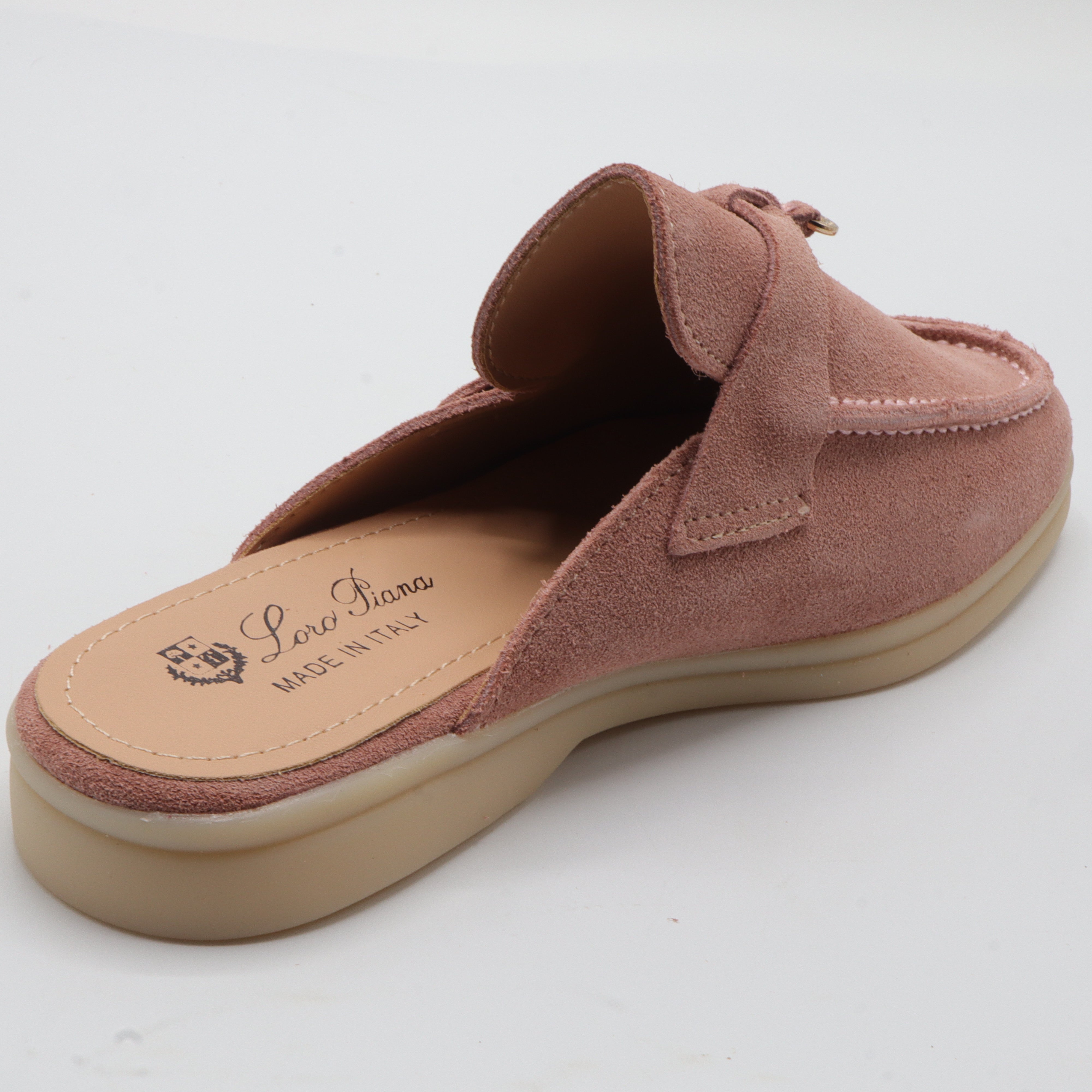 Suede Charm Moccasin Flat Mules – Women's Dusty Rose Slip-On Loafers