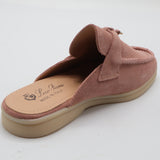 Suede Charm Moccasin Flat Mules – Women's Dusty Rose Slip-On Loafers