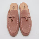 Suede Charm Moccasin Flat Mules – Women's Dusty Rose Slip-On Loafers
