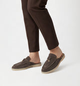 Suede Charm Moccasin Flat Mules – Women's Dark Brown Slip-On Loafers