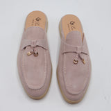 Suede Charm Moccasin Flat Mules – Women's Taupe / Mauve Slip-On Loafers