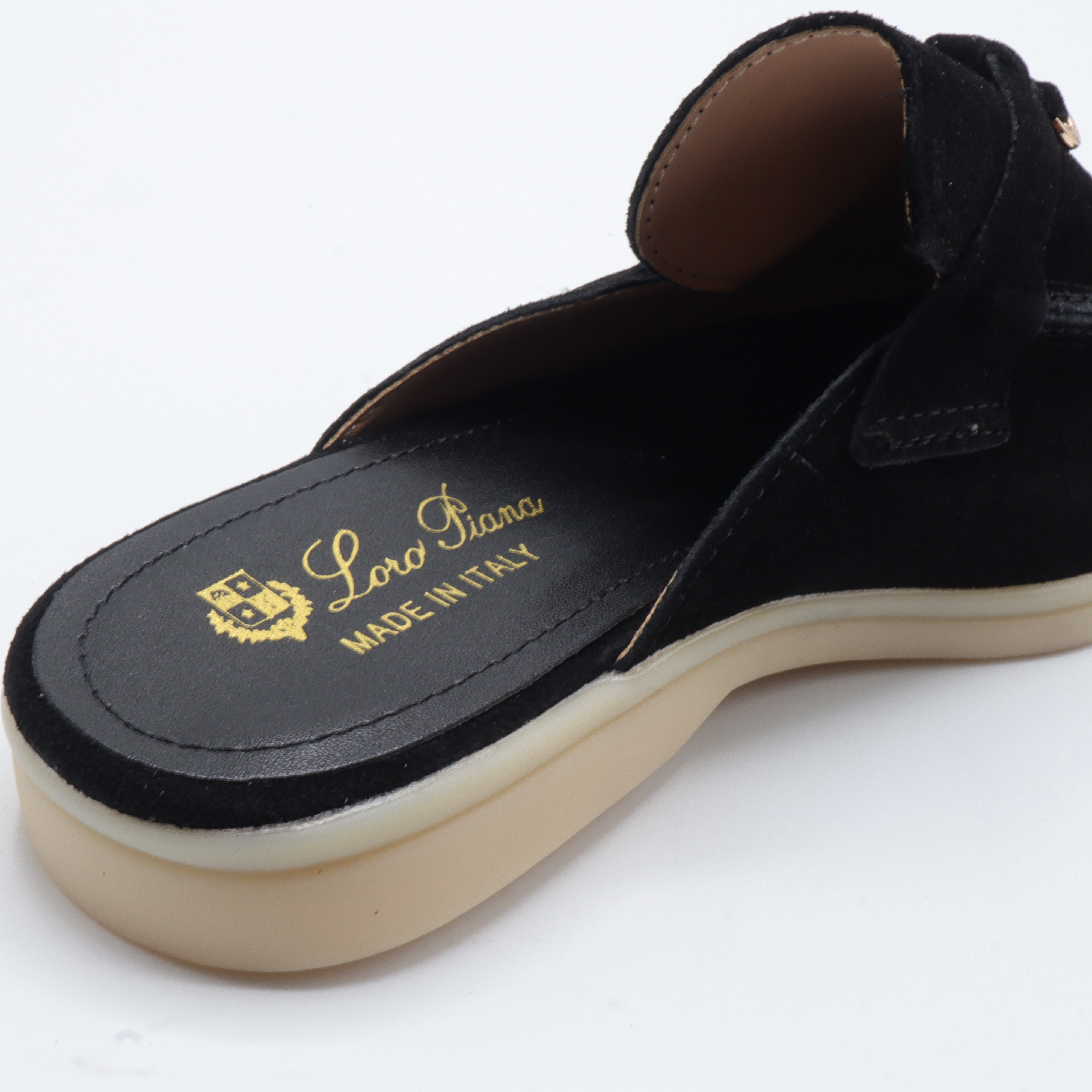 Suede Charm Moccasin Flat Mules – Women's Jet Black Slip-On Loafers