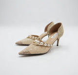 Jimmy Choo Style Pearl Lace D'Orsay Pumps – Women's Gold Bridal & Party Heels