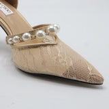 Jimmy Choo Style Pearl Lace D'Orsay Pumps – Women's Gold Bridal & Party Heels