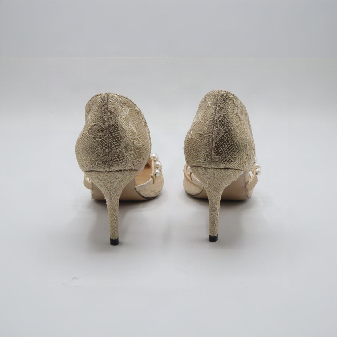 Jimmy Choo Style Pearl Lace D'Orsay Pumps – Women's Gold Bridal & Party Heels