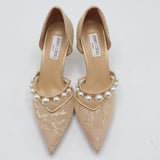 Jimmy Choo Style Pearl Lace D'Orsay Pumps – Women's Gold Bridal & Party Heels