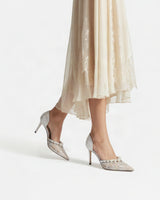 Jimmy Choo Style Pearl Lace D'Orsay Pumps – Women's Silver Bridal & Party Heels