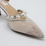 Jimmy Choo Style Pearl Lace D'Orsay Pumps – Women's Silver Bridal & Party Heels