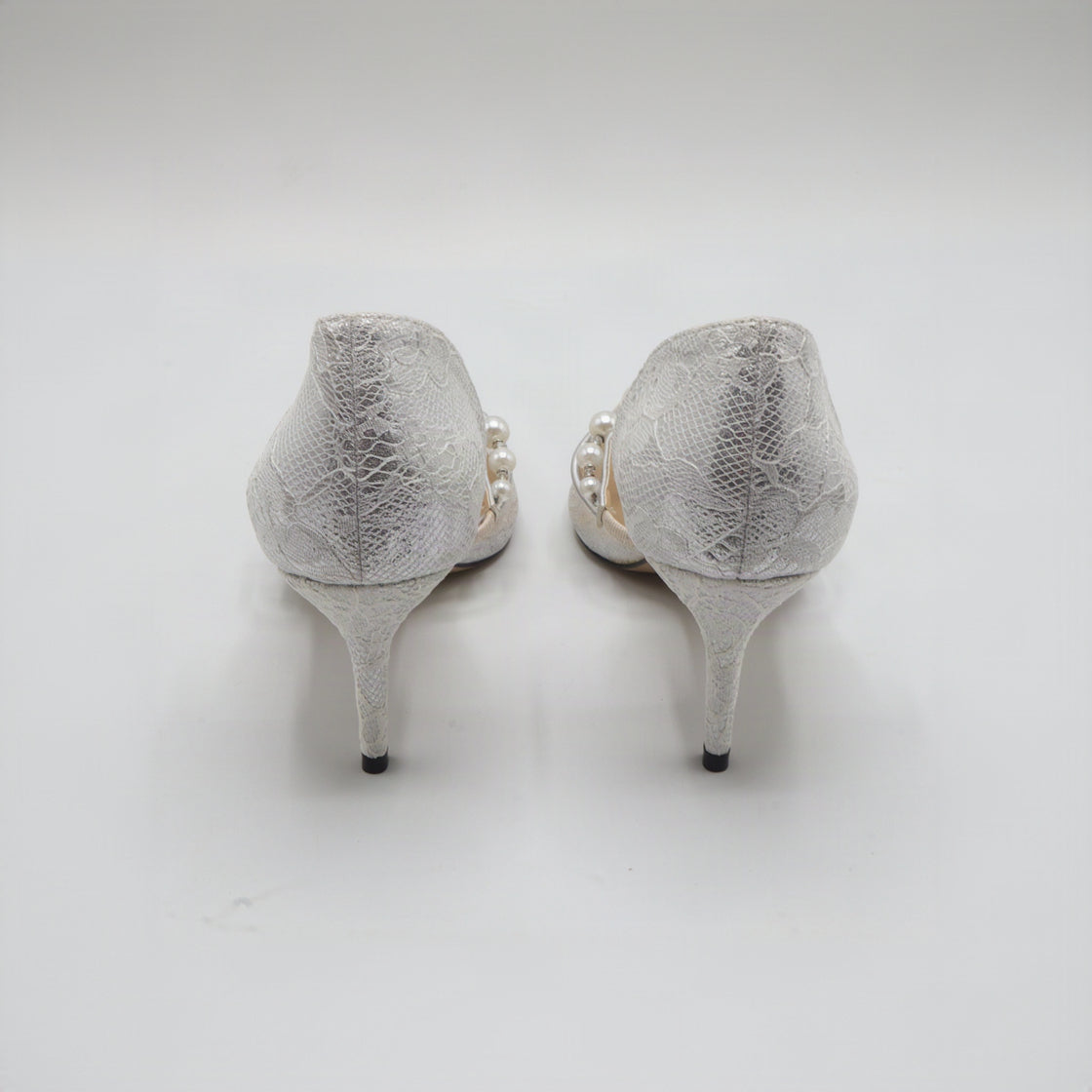 Jimmy Choo Style Pearl Lace D'Orsay Pumps – Women's Silver Bridal & Party Heels