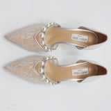 Jimmy Choo Style Pearl Lace D'Orsay Pumps – Women's Silver Bridal & Party Heels
