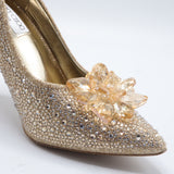 Jimmy Choo Style Crystal Cluster Stiletto Pumps – Women's Gold Bridal & Party Shoes