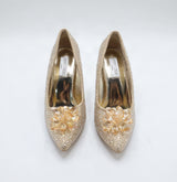 Jimmy Choo Style Crystal Cluster Stiletto Pumps – Women's Gold Bridal & Party Shoes