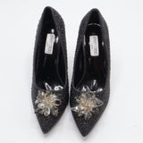Jimmy Choo Style Crystal Cluster Stiletto Pumps – Women's Black Party & Gala Shoes
