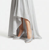 Jimmy Choo Style Crystal Cluster Stiletto Pumps – Women's Silver Bridal & Party Shoes