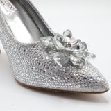 Jimmy Choo Style Crystal Cluster Stiletto Pumps – Women's Silver Bridal & Party Shoes