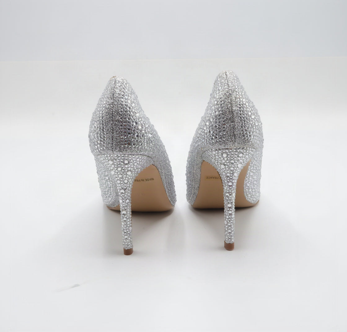 Jimmy Choo Style Crystal Cluster Stiletto Pumps – Women's Silver Bridal & Party Shoes