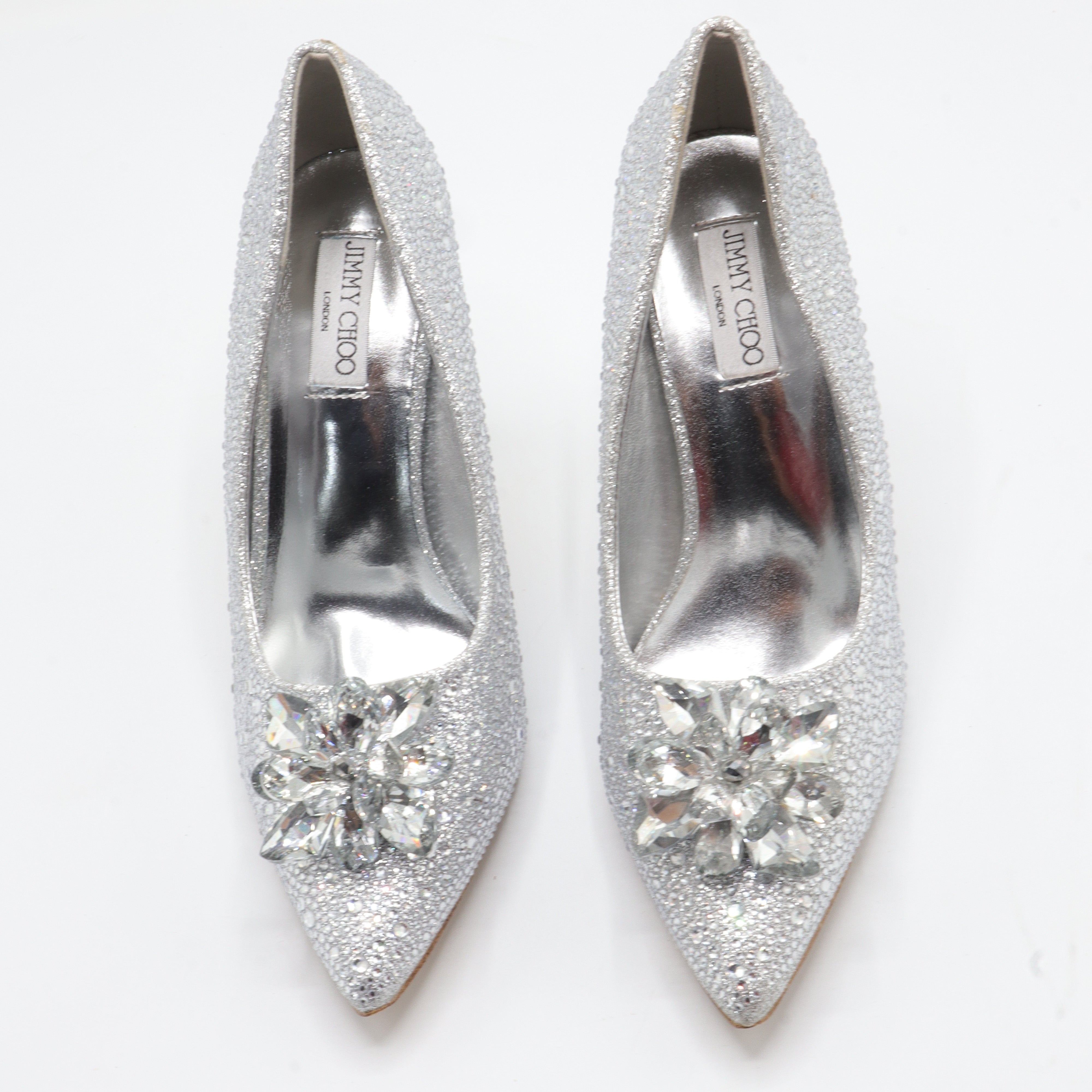 Jimmy Choo Style Crystal Cluster Stiletto Pumps – Women's Silver Bridal & Party Shoes