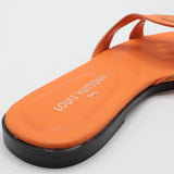Cutout Monogram Open-Toe Flat Slides – Women's Tangerine Orange Slip-On Summer Sandals