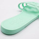 Interlocking Cutout Monogram Square-Toe Flat Slides – Women's Pastel Mint Green Matte Jelly Sandals