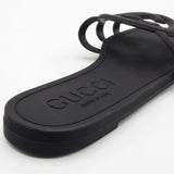 Interlocking Cutout Monogram Square-Toe Flat Slides – Women's Matte Black Jelly Slip-On Sandals