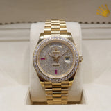 Rolex Style Diamond President Day-Date Watch – Men's 18k Gold Full Pavé Timepiece