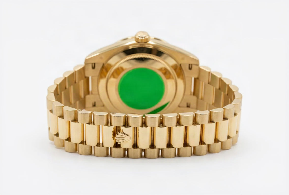 Rolex Style Diamond President Day-Date Watch – Men's 18k Gold Full Pavé Timepiece