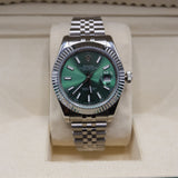 Rolex Style Datejust Jubilee Watch – Men's Steel & Green Sunburst Dial Watch