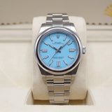 Rolex Style Oyster Perpetual Watch – Men's Steel & Turquoise Blue Dial Watch