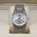 Rolex Style Land-Dweller Jubilee Watch – Men's Steel & Silver Honeycomb Dial Watch
