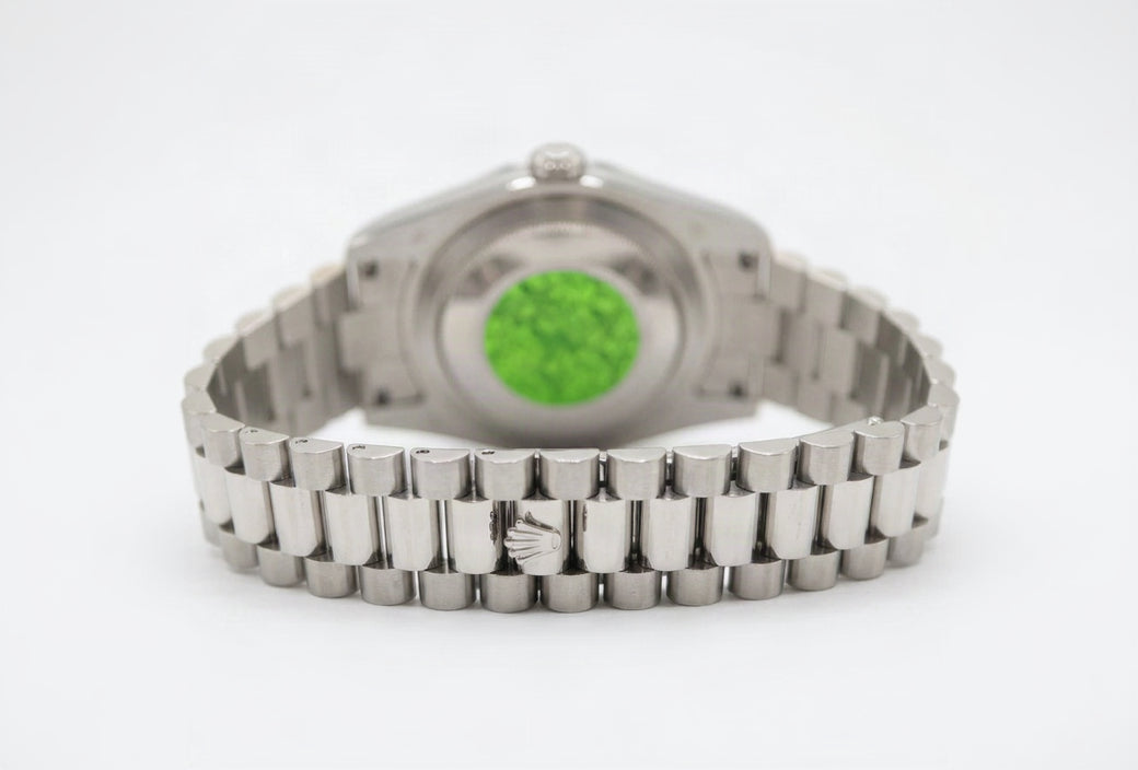 Rolex Style President Day-Date Watch – Men's Steel & Green Sunburst Roman Numeral Watch