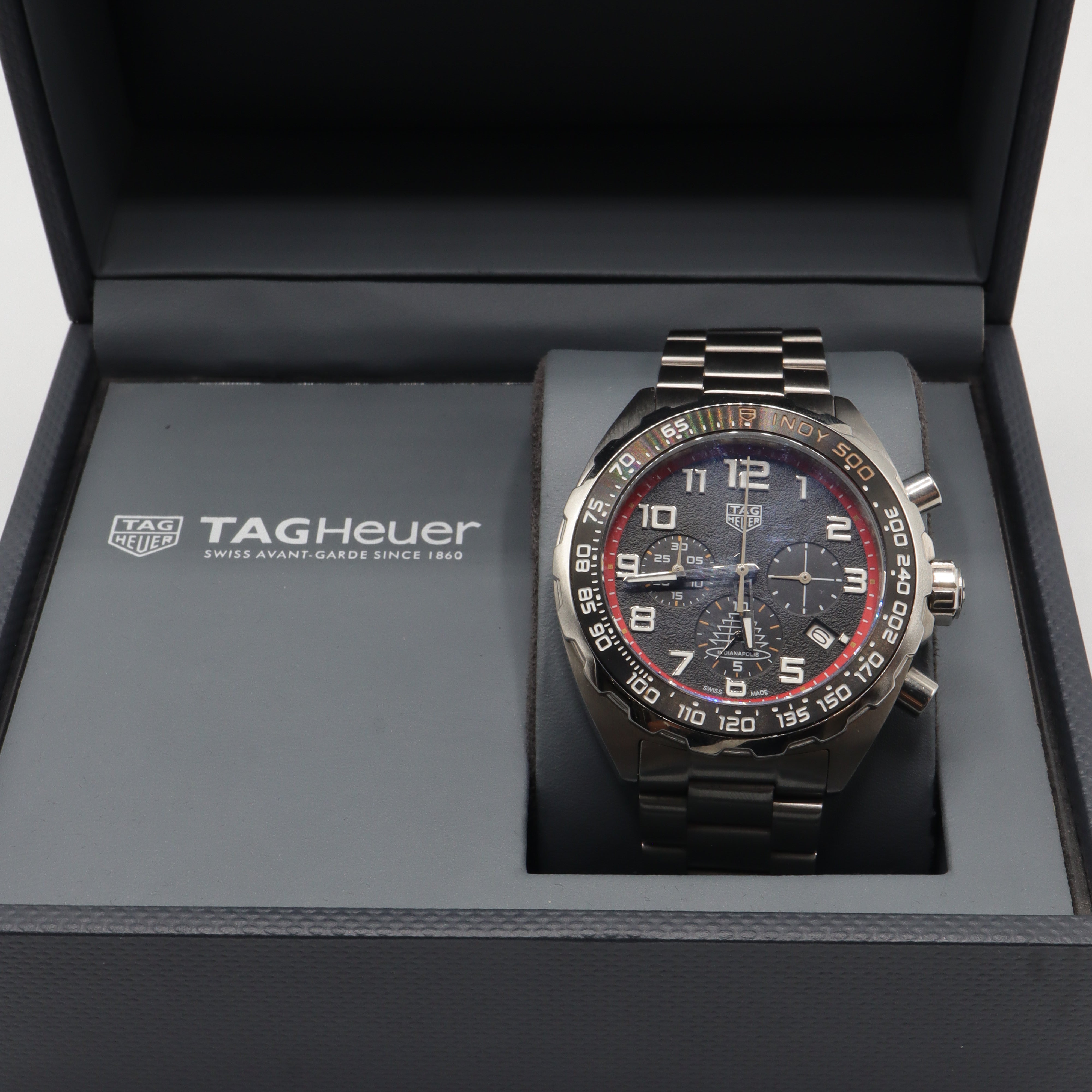 TAG Heuer Formula 1 Indy 500 Chronograph Watch – Men's Black Stainless Steel Sports Watch