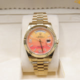 Rolex Style President Day-Date Watch – Men's 18k Gold Orange Ombré Diamond Dial Watch