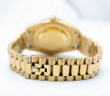 Rolex Style President Day-Date Watch – Men's 18k Gold Black Dial Diamond Marker Watch