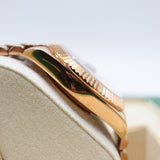 Rolex Style President Day-Date Watch – Men's 18k Rose Gold Black Sunburst Roman Numeral Watch