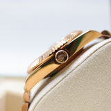 Rolex Style President Day-Date Watch – Men's 18k Rose Gold Black Sunburst Roman Numeral Watch
