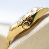 Rolex Style President Day-Date Watch – Men's 18k Gold Blue Sunburst Roman Numeral Watch