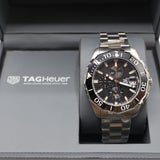 TAG Heuer Aquaracer Chronograph Watch – Men's Steel & Black Dial Dive Watch