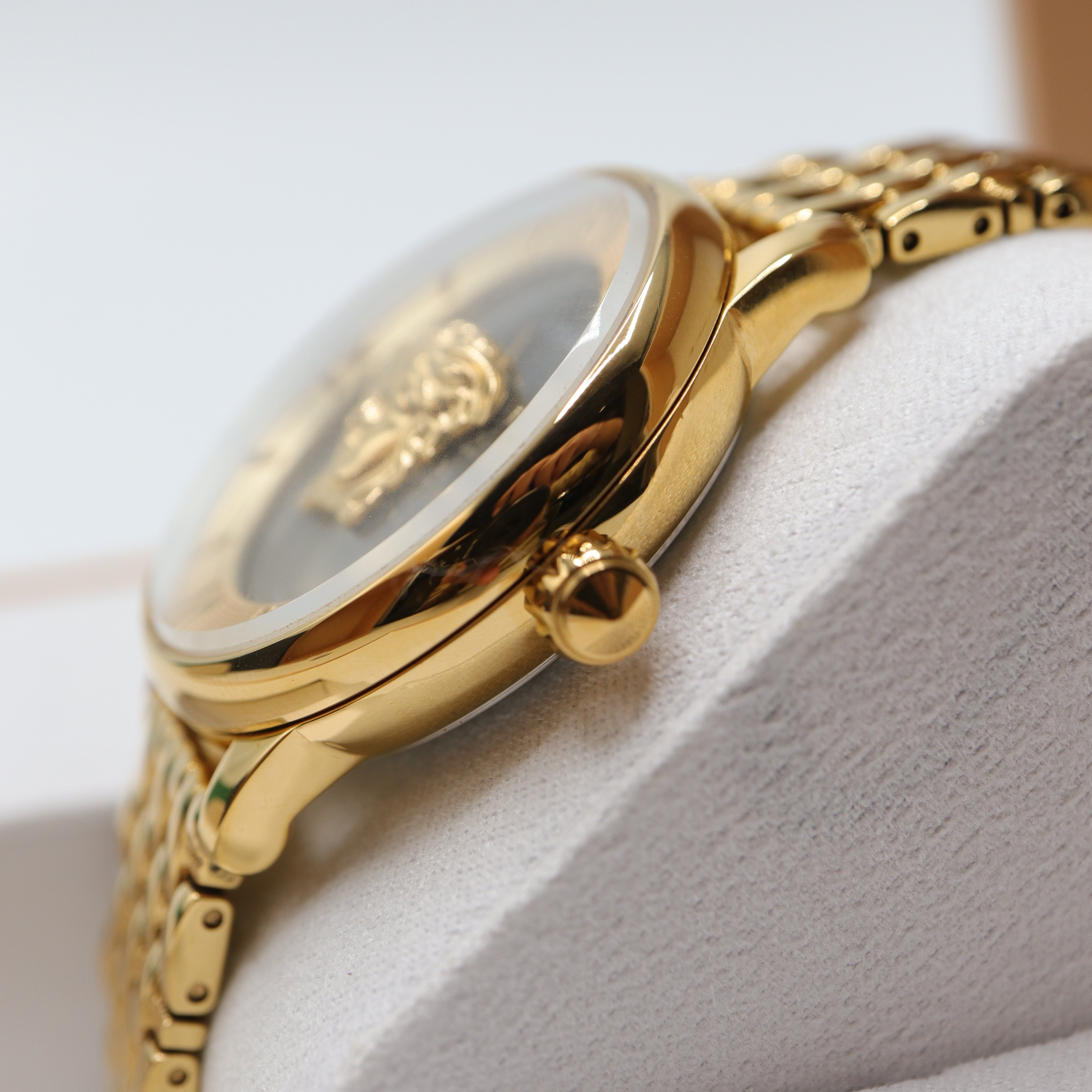 Versace Style Medusa Head Watch – Men's Gold-Tone Black Dial Dress Watch