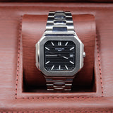 Patek Philippe Style Nautilus / Cubitus Watch – Men's Steel & Black Striped Dial Watch