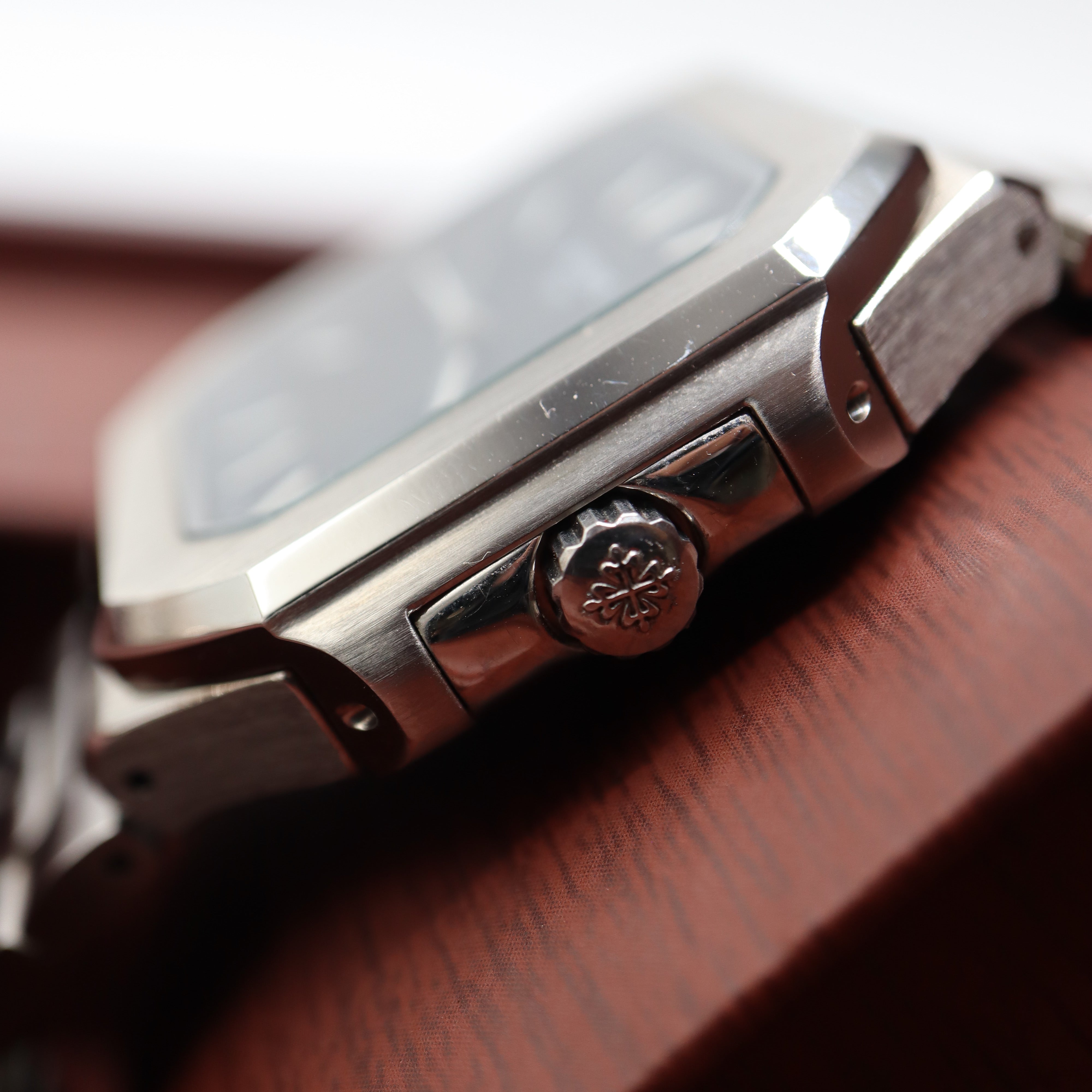 Patek Philippe Style Nautilus / Cubitus Watch – Men's Steel & Black Striped Dial Watch