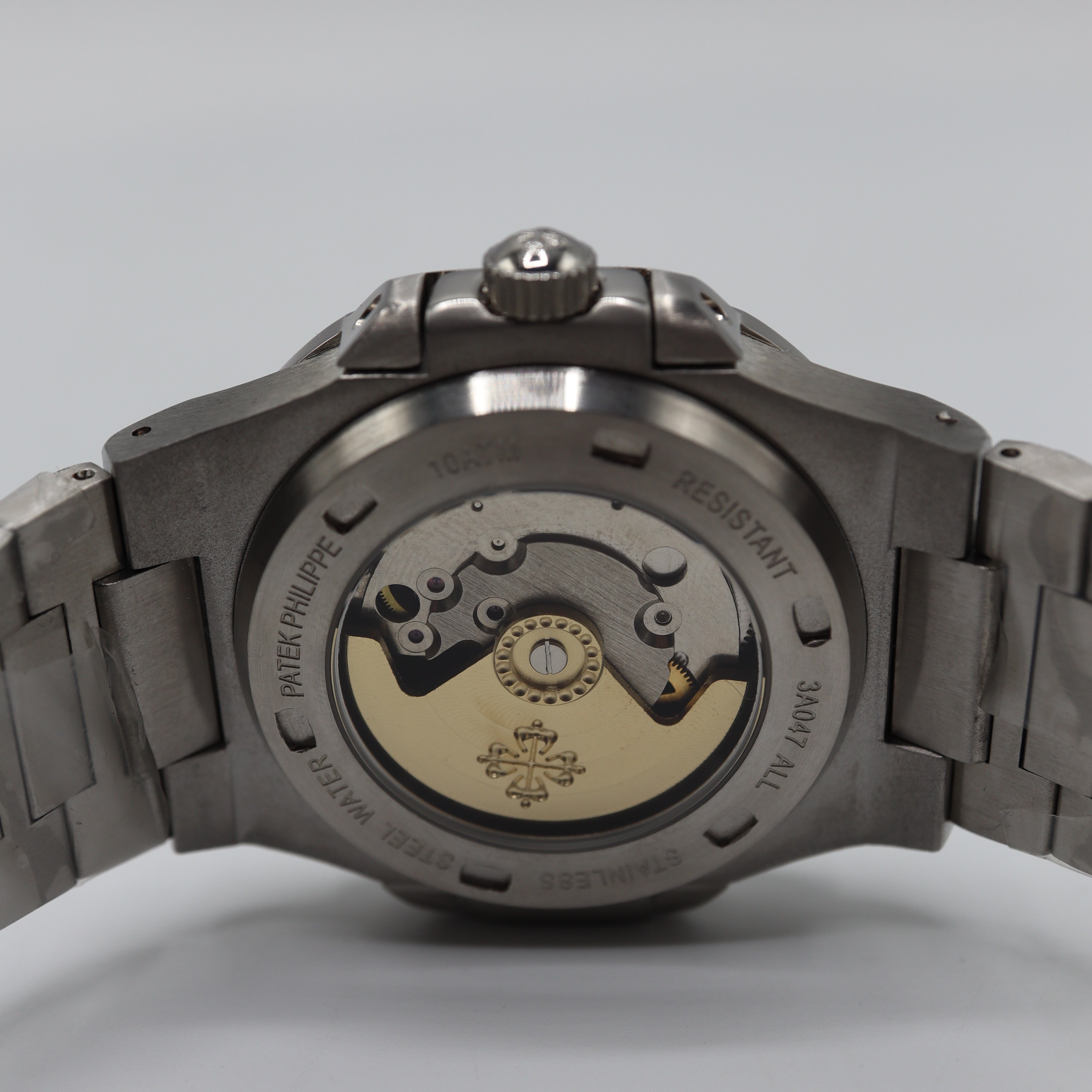 Patek Philippe Style Nautilus Gem-Set Watch – Men's Steel & Green Emerald Bezel Watch