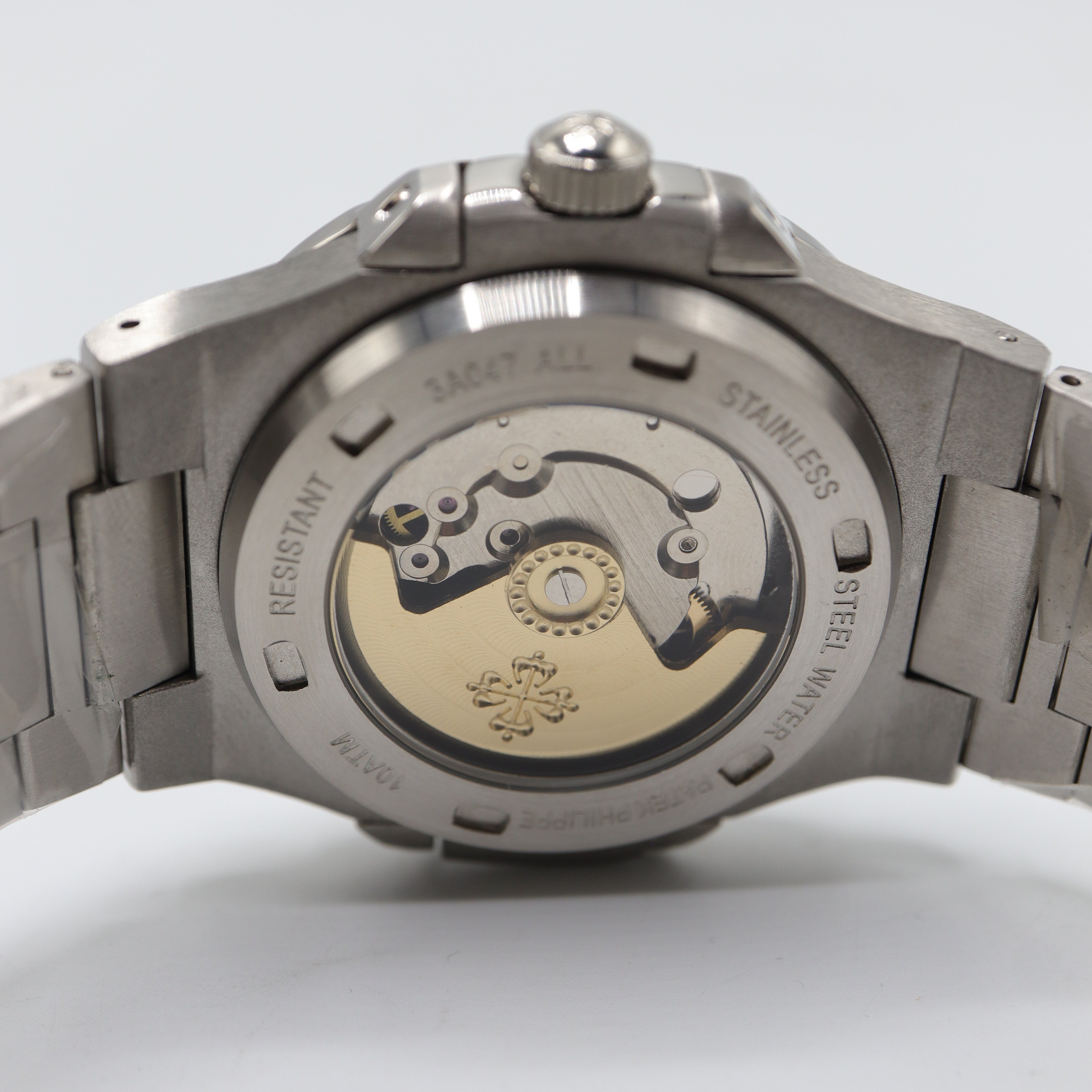 Patek Philippe Style Nautilus Gem-Set Watch – Men's Steel & Blue Sapphire Bezel Watch