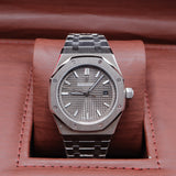 Audemars Piguet Style Royal Oak Watch – Men's Steel & Grey Tapisserie Dial Watch