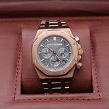 Audemars Piguet Style Royal Oak Chronograph Watch – Men's Rose Gold & Grey Dial Watch