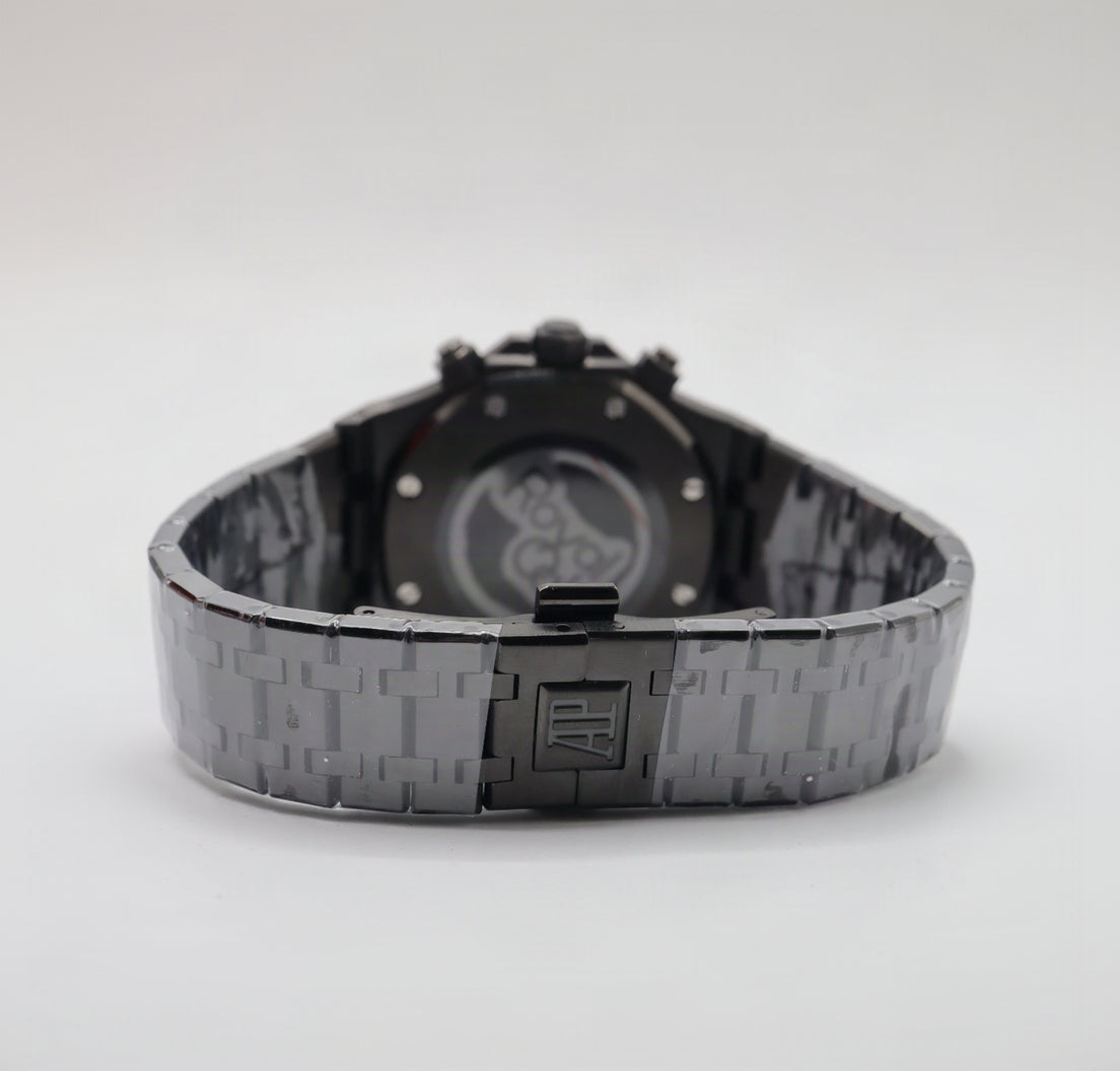 Audemars Piguet Style Royal Oak Chronograph Watch – Men's All-Black Dial Watch