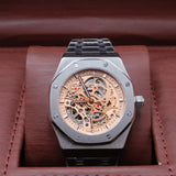 Audemars Piguet Style Royal Oak Skeleton Watch – Men's Steel & Openworked Gold Dial Watch